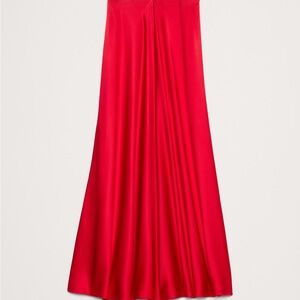 Bias cut silk midi skirt